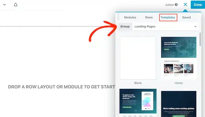 Chọn template yêu thích