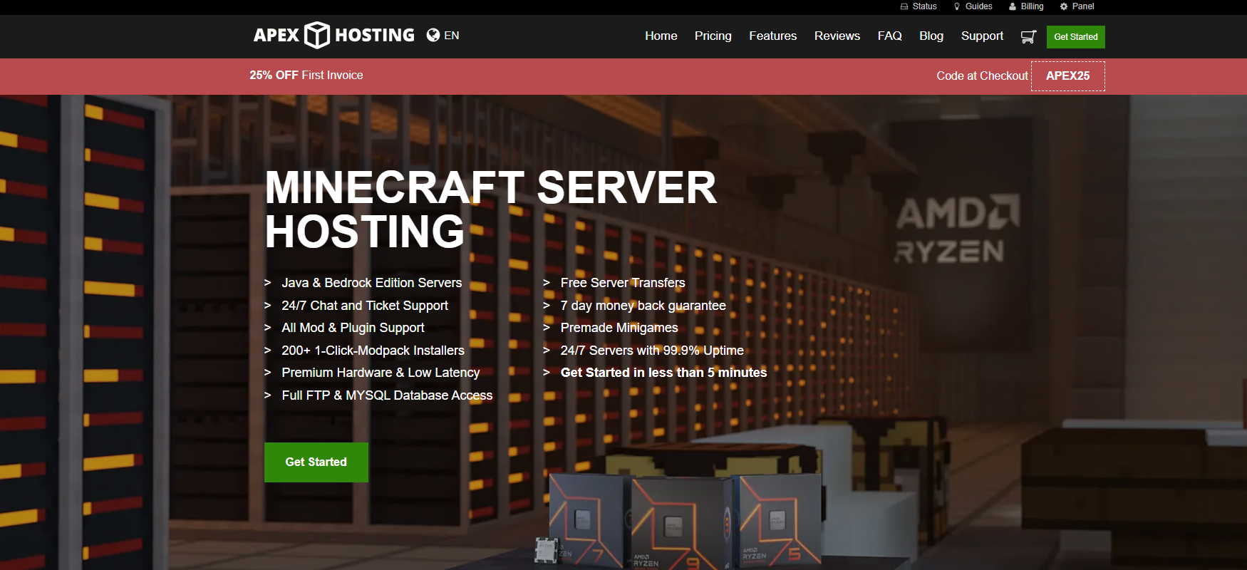 Apex Hosting là một nhà cung cấp giải pháp hosting Minecraft tối ưu dành cho game Minecraft
