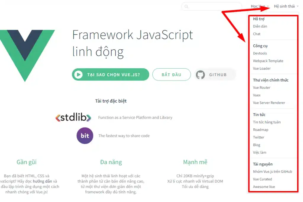hệ sinh thái vuejs