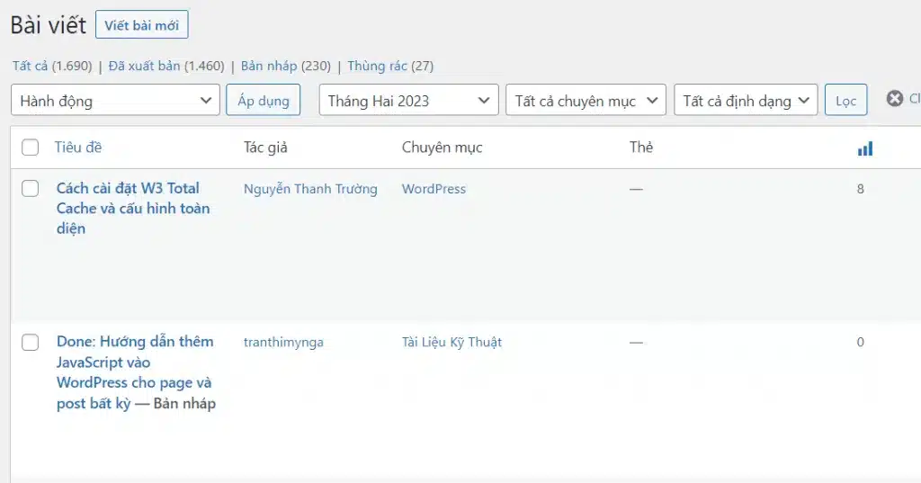 lấy bài viết mới nhất trong wordpress