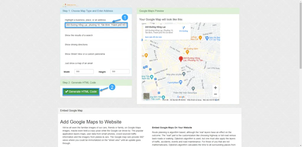 Chèn Google Map vào WordPress bằng Embed