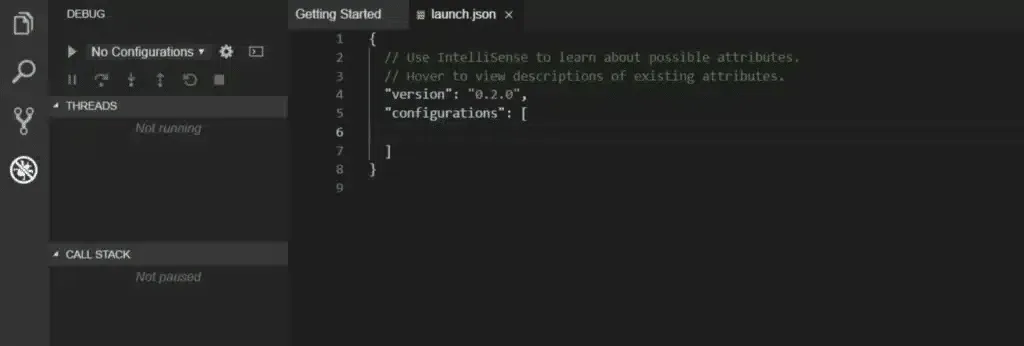 Lưu cấu hình debugging trong launch.json