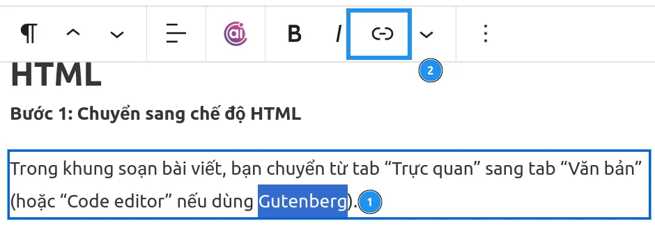 Bạn bôi đen văn bản rồi nhấn vào biểu tượng liên kết (dấu móc xích)