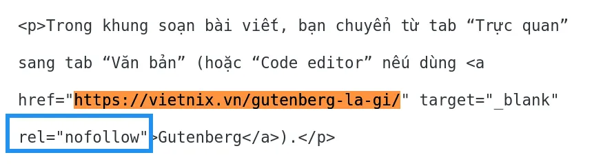 Thêm thuộc tính rel=”nofollow”
