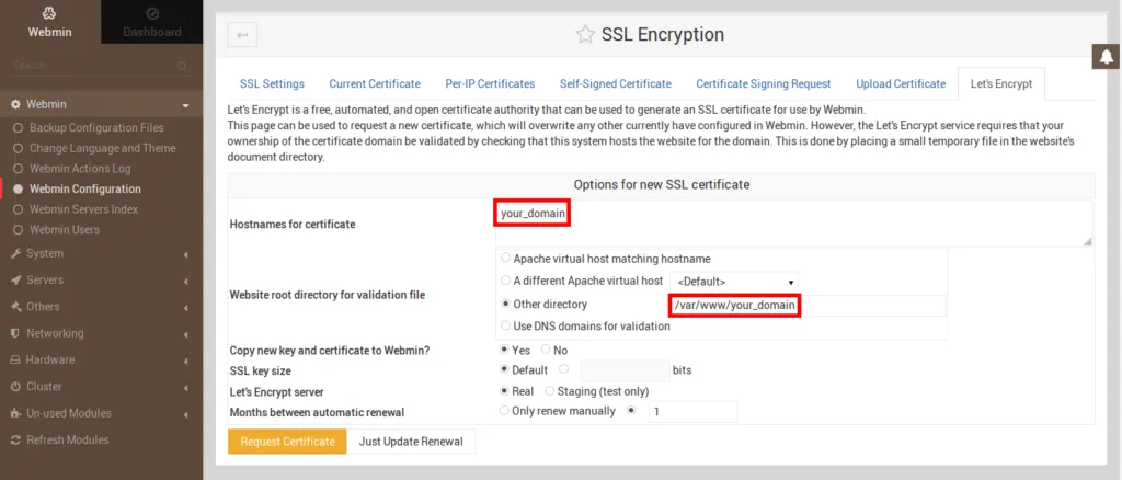 Webmin SSL Encryption