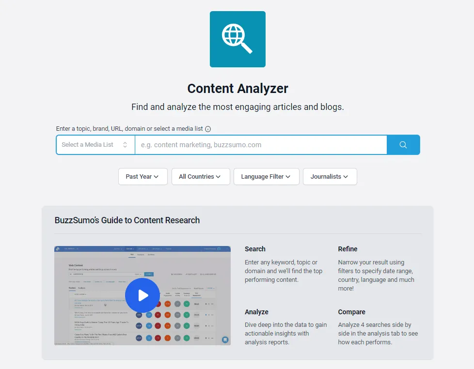 Buzzsumo là gì? Cách sử dụng công cụ cập nhật xu hướng Buzzsumo 30 Content Analyzer