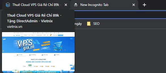 Tiêu đề sẽ xuất hiện khi bạn di chuột vào tab