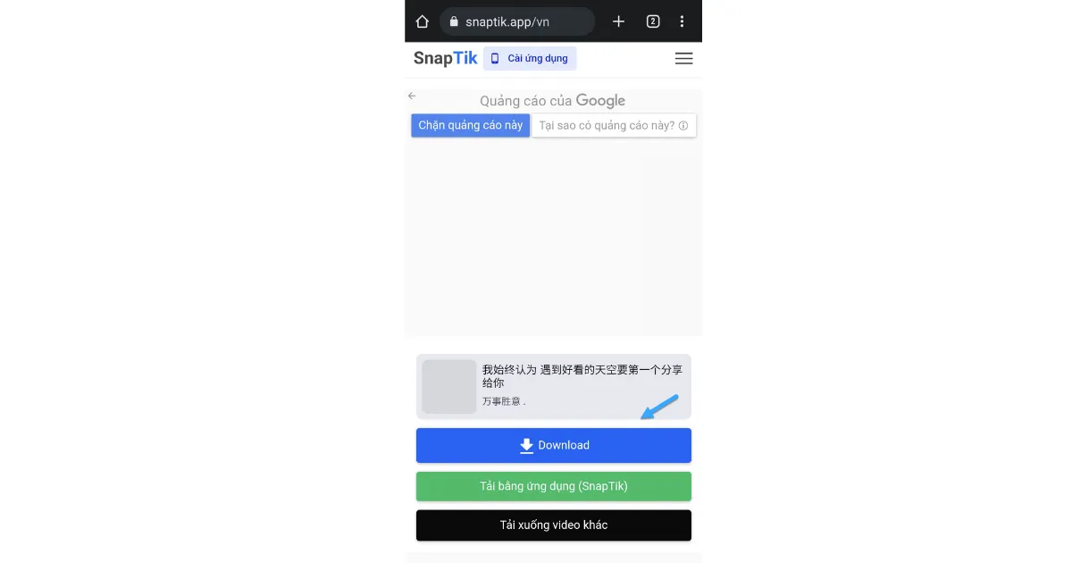 Nhấn download lần nữa và đợi video được tải về