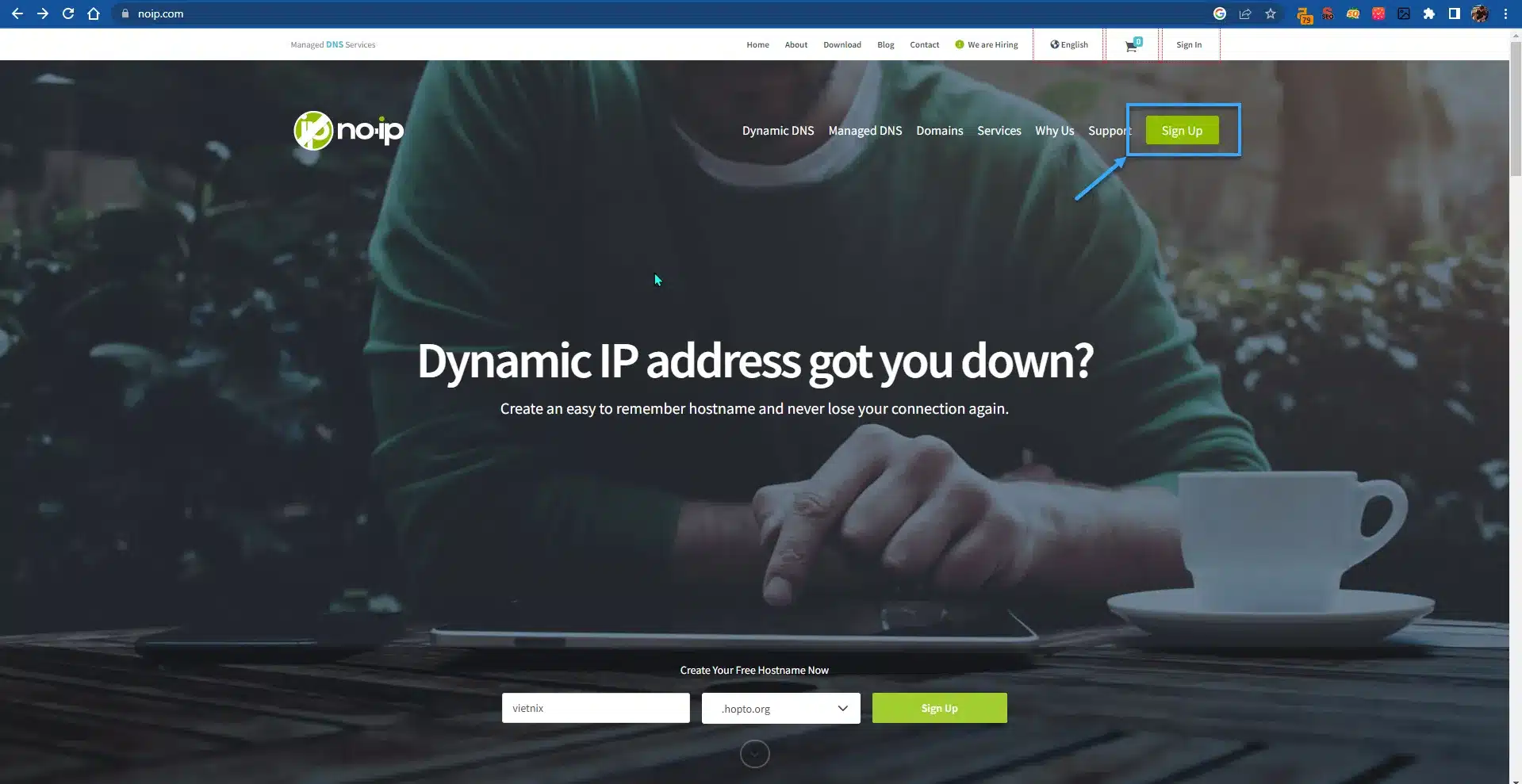 Nhấn Sign Up để tiến hành tạo tài khoản