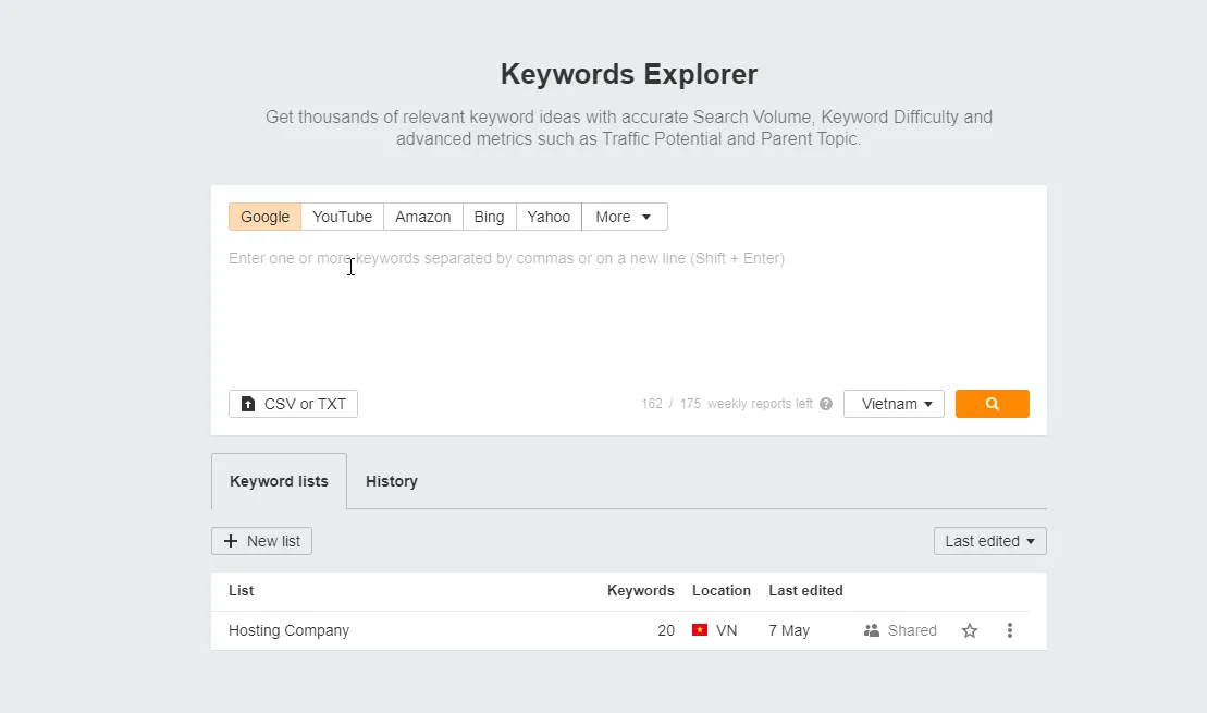 Ahrefs - Keywords Explorer