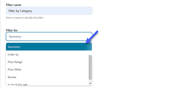 Cách lọc sản phẩm WooCommerce (Hướng dẫn chi tiết) 23 Chọn Taxonomy