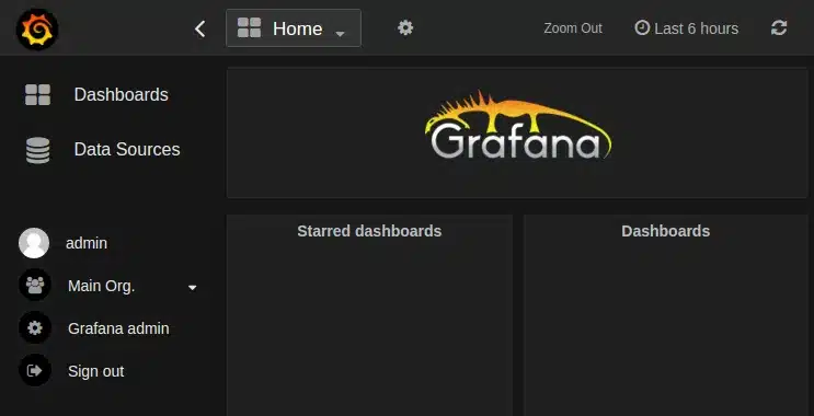 Giao diện chính Grafana