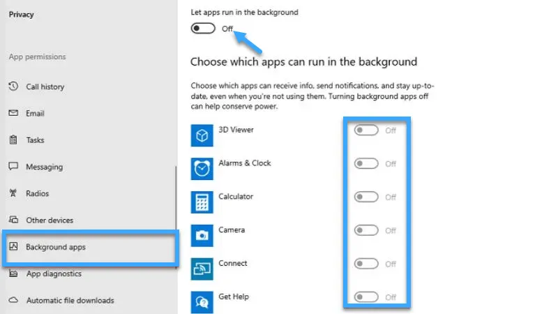 Tắt phần mềm chạy ngầm 