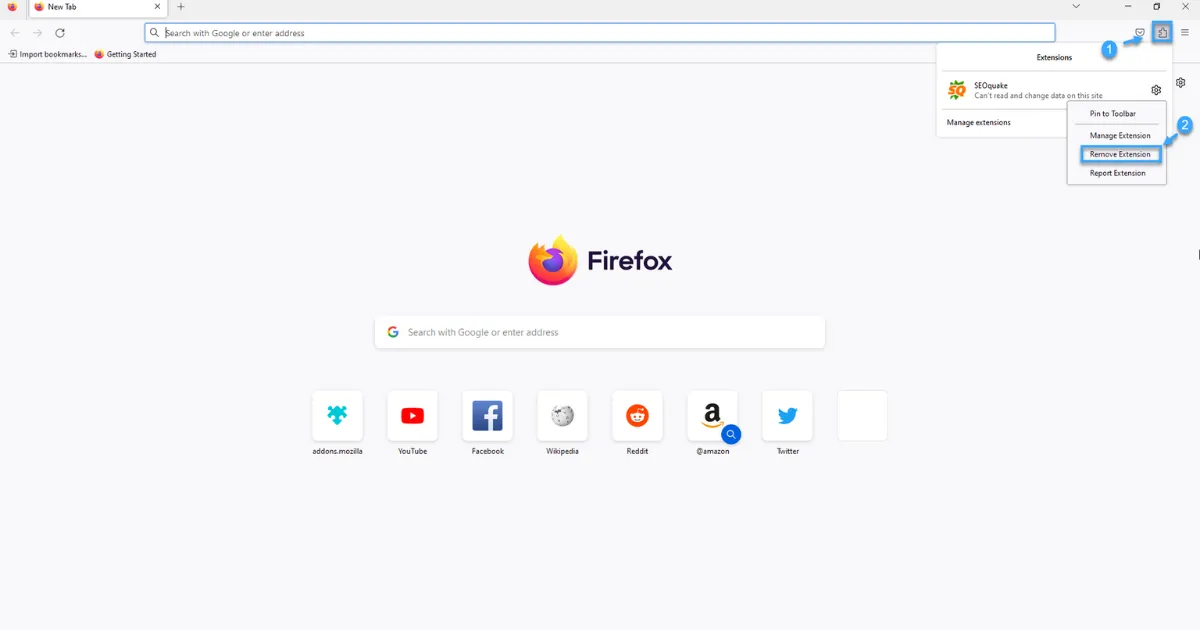 Cách xóa SEOquake trên Firefox
