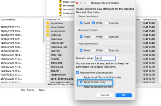 Chọn "Apply to files only"