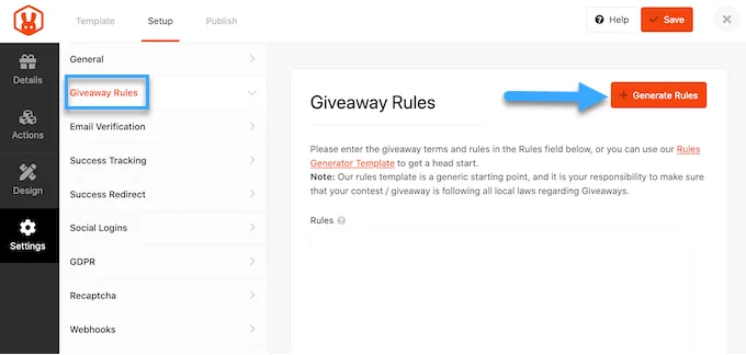 Biểu mẫu Giveaway Rules