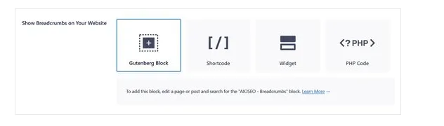 Breadcrumb có các cài đặt khác nhau