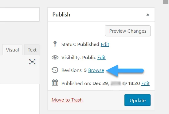 Browse Post Revisions trong WordPress Classic Editor