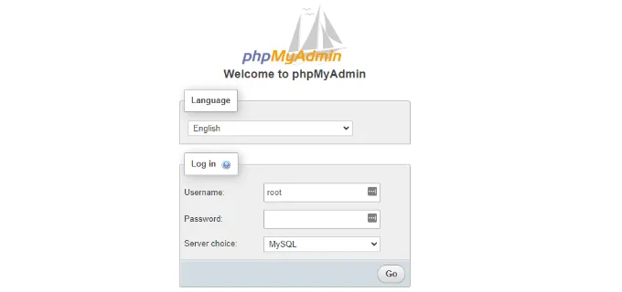 Đăng nhập vào bảng điều khiển phpMyAdmin của bạn