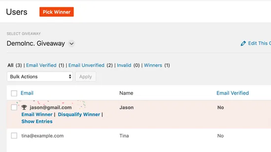 Đó là tất cả, bạn đã thành công tạo một giveaway trong WordPress.