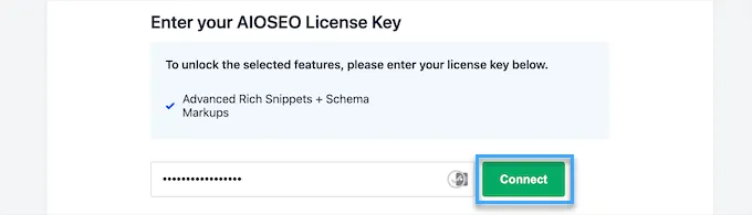 Nhập key và bấm connect để lưu cài đặt