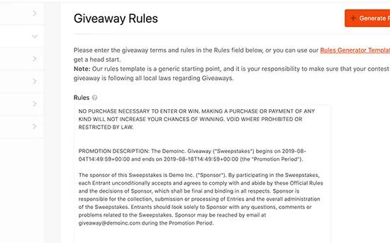 Quy tắc tham gia Giveaway