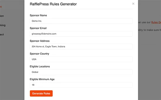 RafflePress Rules Generator