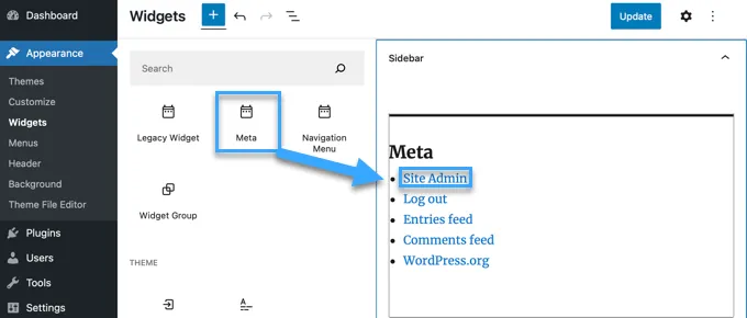 Sử dụng Meta Widget