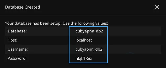 Tạo database thành công