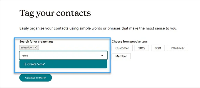 Tạo thẻ trong MailChimp