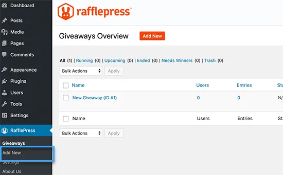 Thêm chương trình Giveaway mới