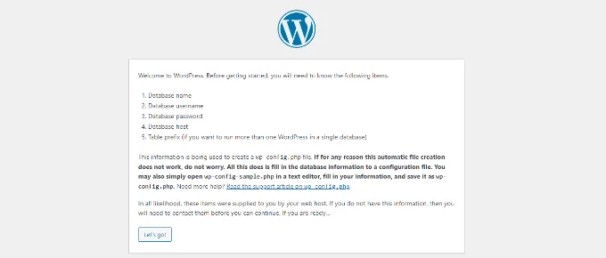 Thông báo chào mừng từ WordPress