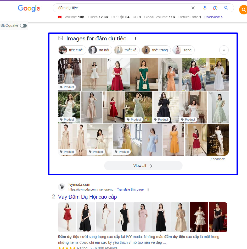 Intent từ khóa đầm dự tiệc