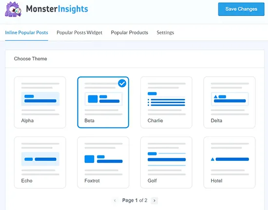 Plugin cung cấp nhiều theme khác nhau để lựa chọn