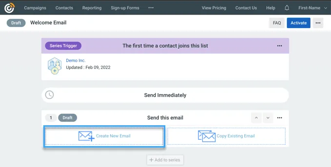 Tạo các email để gửi trong campaign gửi tự động