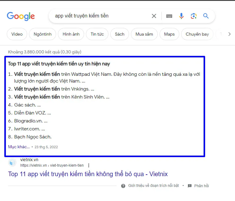 Ví dụ về từ khóa "App viết truyện kiếm tiền"