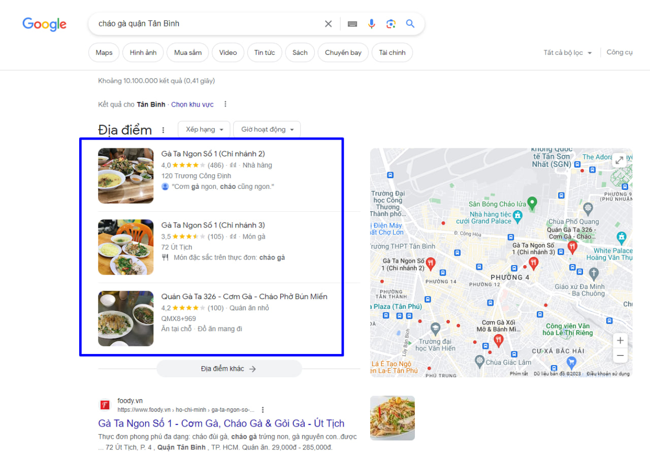cháo gà quận Tân Bình