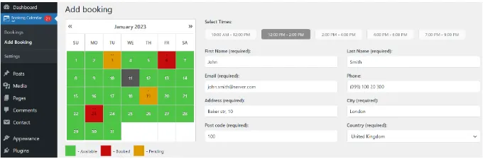 Booking Calendar