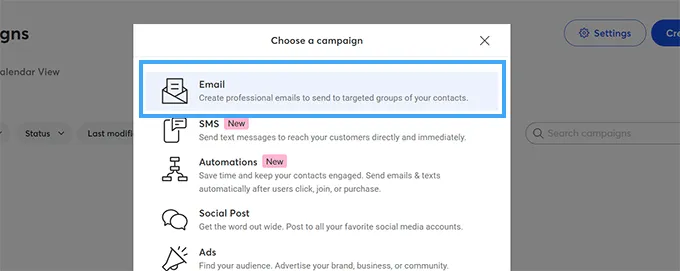 Tạo chiến dịch email