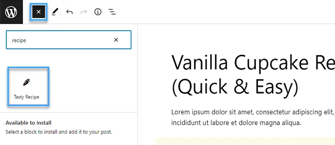 Tasty Recipe block
