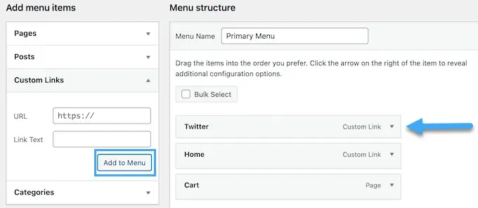 Thêm social link vào menu WordPress