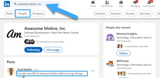 Tìm thông tin doanh nghiệp trên LinkedIn