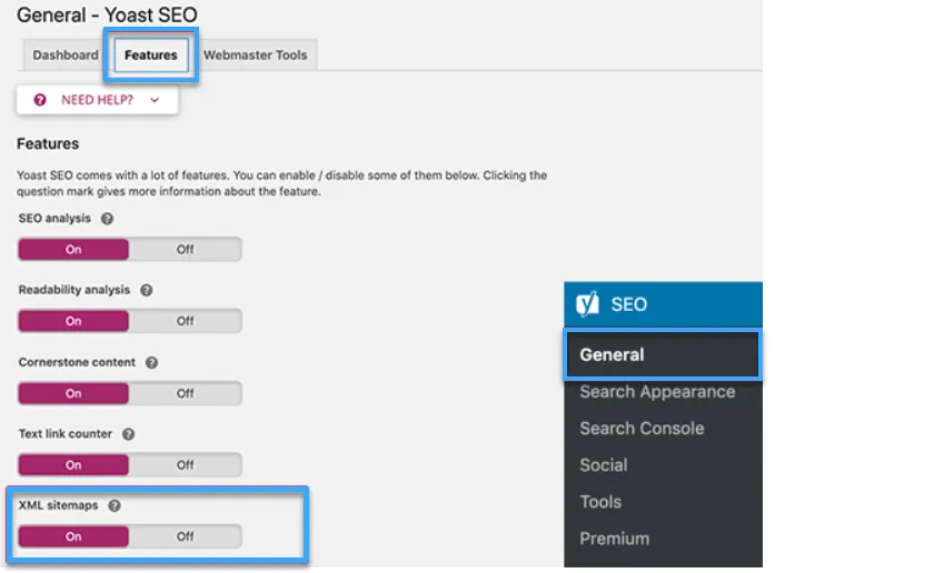 Tùy chọn sơ đồ XML sitemap trong Yoast SEO