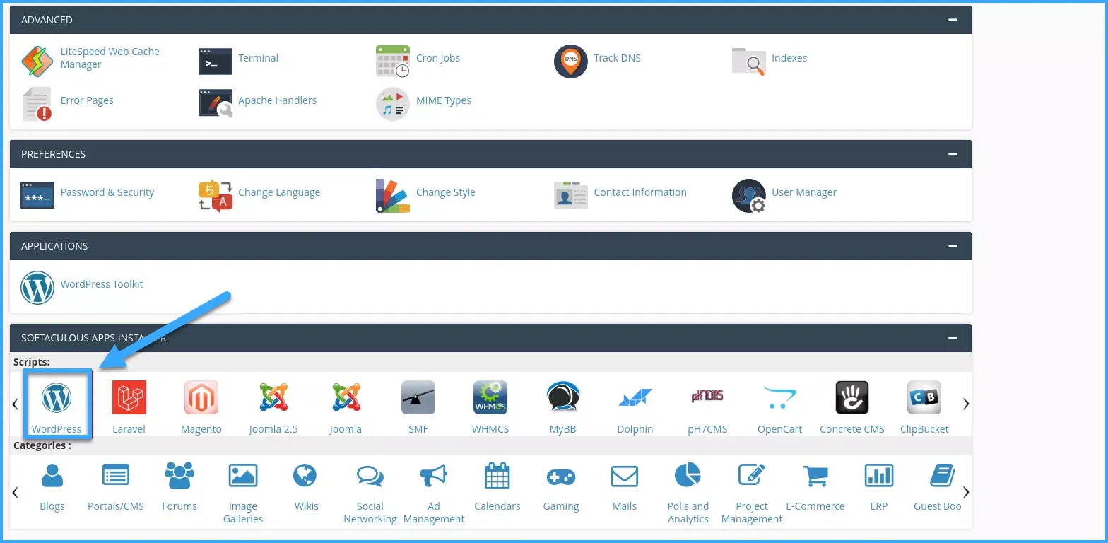 WordPress trên cPanel