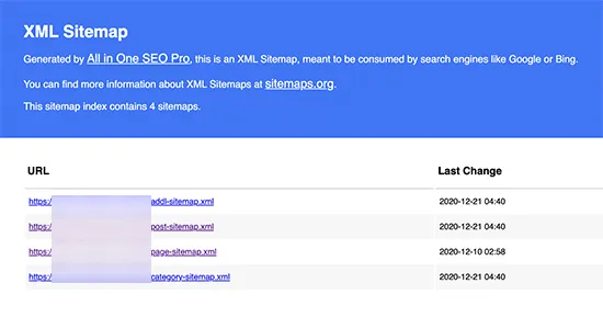 Xem trước sơ đồ sitemap trong All in One SEO