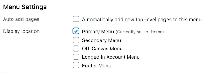 Chọn vị trí muốn hiển thị trong checkbox