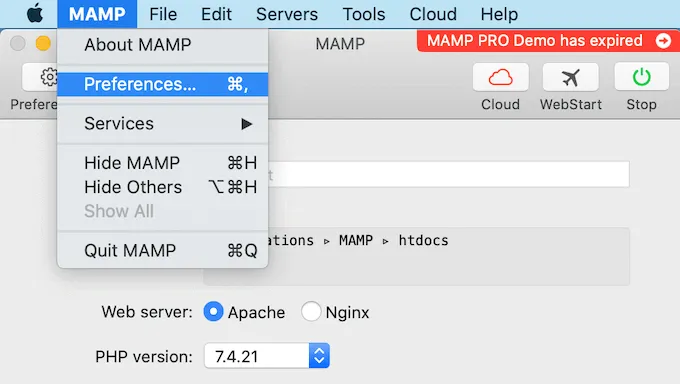Chọn Preferences…