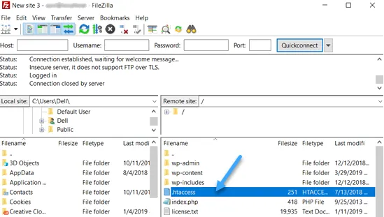 Chỉnh sửa tệp .htaccess