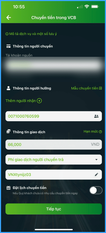 Hướng Dẫn Thanh Toán 16 Nhập thông tin chuyển khoản