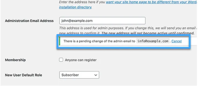 Xác minh email quản trị mới